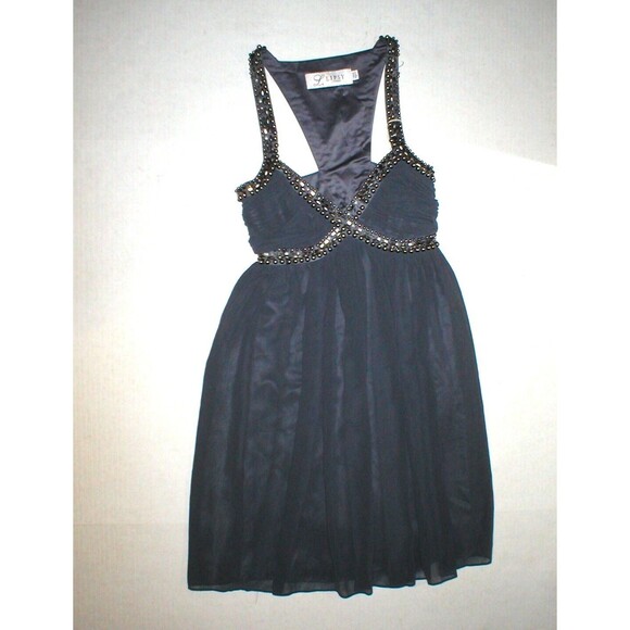 New Womens 6 NWT Lipsy London Dress Dark Gray Steel Beads Iron Queen Short Flowy - Picture 1 of 7